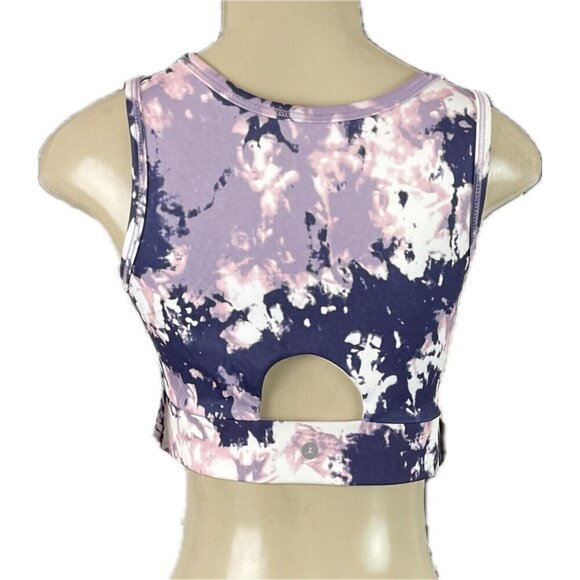 Danskin M Purple Multi Print Scoop Neck Cut-Out Back Removeable Pads Sports Bra - Picture 4 of 6